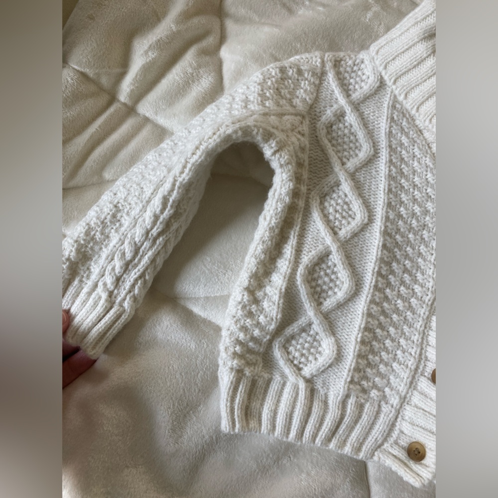 Janie and Jack Cream Cable Knit Cardigan Sweater - Picture 3 of 7